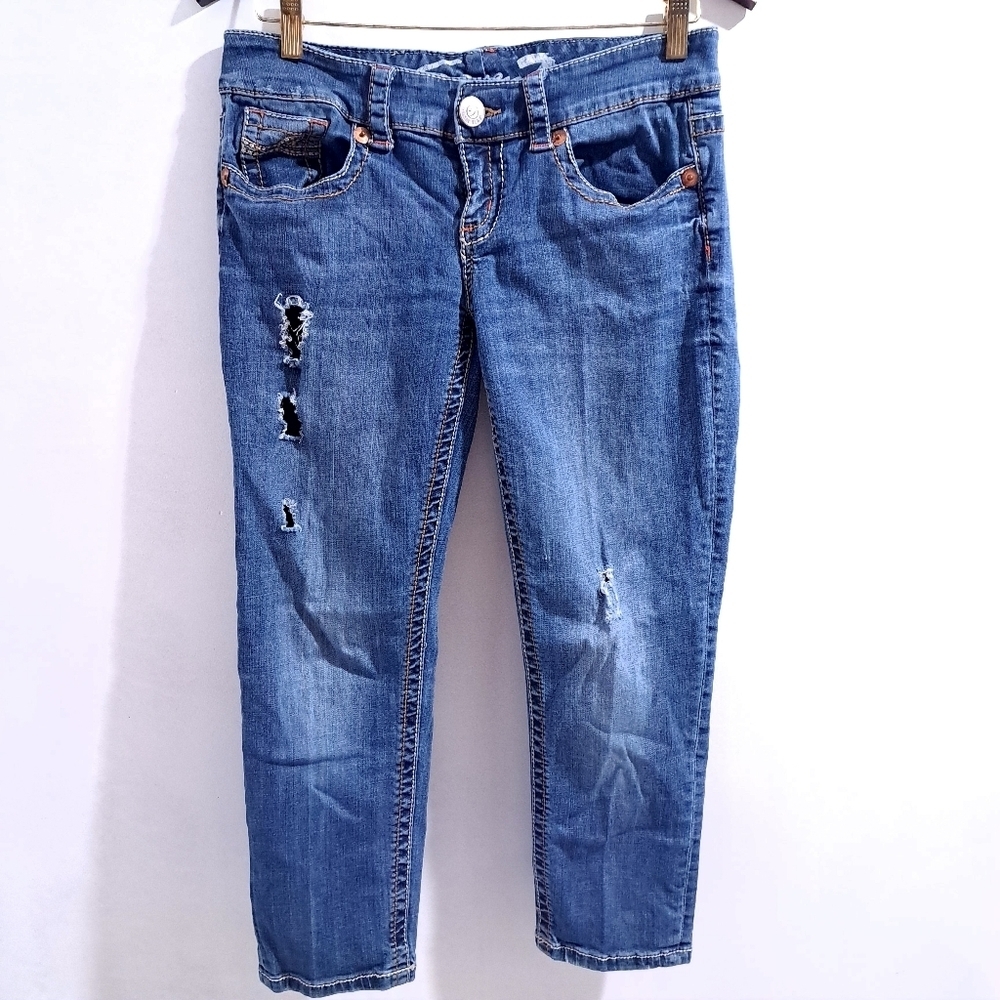7 Seven | Women's Blue Distressed skinny Jeans